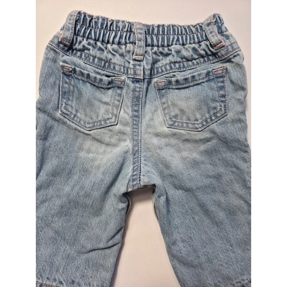 Vintage Childrens Place Baby Girl Floral Embroidered Lined Jeans 3-6 Months Blue